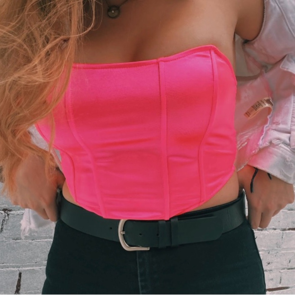 Amazon Neon Pink Strapless Top